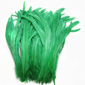 100 бр., пера от травянисто-зелен петушиного на опашката, 40-45 см., 16-18 