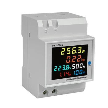 250-450 В 100A 1 Метър DIN-рейки с цветен LCD-дисплей, напрежение, ток, Активна мощност, Честота, монитор за измерване на електрическа енергия