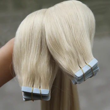 #613 Светла лента за изграждане на човешки косъм машинното начин 26 28 30 инча Монголски Реми Двустранно залепваща лента за удължаване на косата