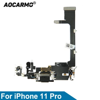Aocarmo за iPhone 11 Pro порт за зареждане зарядно устройство USBдок-станция Жак за микрофон, Жак за слушалки гъвкав кабел с микросхемой