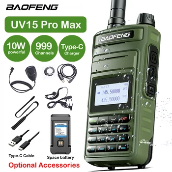 Baofeng UV15 Pro Max Преносима Радиостанция 10 W Висока Мощност на Далечни разстояния двойна лента FM 999 Канала Ръчно Радиостанцията P15UV Двустранно Радио
