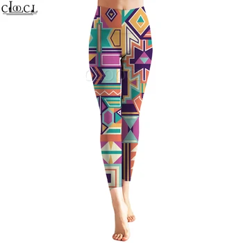 CLOOCL Модни дамски гамаши и с прости геометрични принтом, всекидневни спортни панталони, ластични панталони, стегнати панталони за йога впечатлява със своя бохемски стил