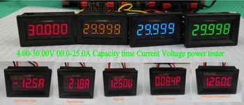 Led индикатор за зареждане на батерията 12V 24V Измерване на ток, напрежение, капацитет на време тестер мощност