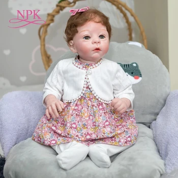 NPK 55 см Меко Тяло Bebe Момиче Кукла Реборн Бейби Харлоу Реалистична Мека На Допир Хубава кукла Ръчно изработени и Подбрани кукли