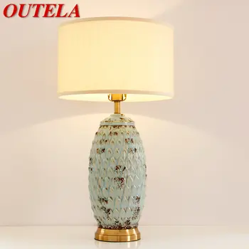 OUTELA Модерна Керамична Настолна Лампа LED Креативна Модна Нощна Настолна Лампа за Дома, Всекидневна, Спални, Хотелски Декор