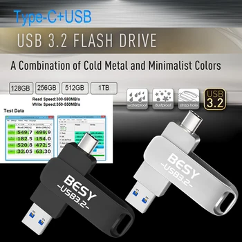 USB 3,2 Високоскоростна Флаш-памет Метална Флаш памет 128 GB/32 GB/64 гр Водоустойчив Флаш диск за Мини-Карта Памет 32 G U-Диск Флаш памет