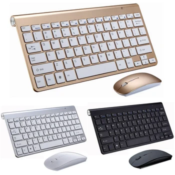Безжична клавиатура и мишка 2.4 G Преносим мини-клавиатура мишка Комбиниран комплект за лаптоп Mac настолен КОМПЮТЪР компютър Smart TV PS4