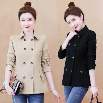 Дамско палто с дълги ръкави, пролетно облекло 2023, корейската версия на Новия малък палто, свободно всичко, кратък случайни тренч X58