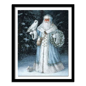 Диамантена живопис на Дядо Коледа, 4 цвята, пълен с квадратен диамант за зимен декор, кръст бод, кристали модел