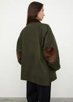 Есенно-зимни стеганая яке с силуэтной шевове, ветрозащитная стеганая яке с цепка отстрани, армията зелена памучен яке за жени