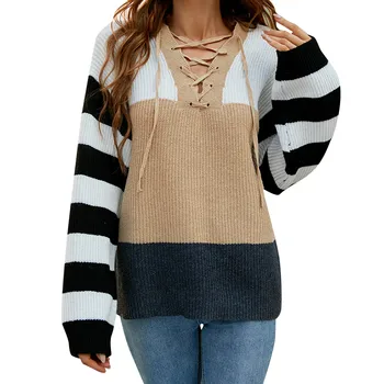 Жена пуловер с ревера и мълнии, пуловер с шарките на крак