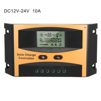 Интелигентен 10A PWM Контролер на Заряд на Слънчеви Батерии Контролер за Соларни панели 12v/24 Регулатор Батерии Соларни Панели PV2410 LCD Дисплей