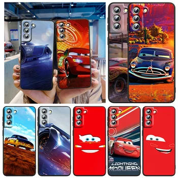 Калъф за Телефон Lightning McQueen Disney Cars Samsung Galaxy S22 S23 S21 S20 FE S10 S10E S9 Plus Ultra Pro Lite 5G Черен Калъф