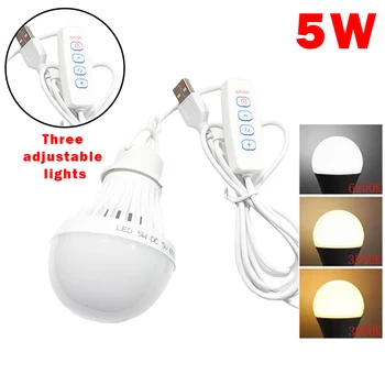 Кемпинговая led лампа 5 W USB Отбивка крушка 3-цветен с регулируема яркост Подвесная лампа за палатка, Барбекю Риболов Ремонт на улично оборудване