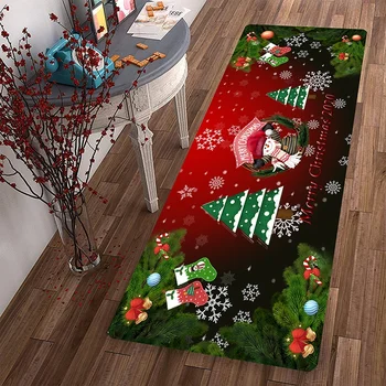 Килим с шарени елхи, Дядо Коледа, правоъгълна подложка за кухня, коридор, Баня, противоскользящий подложка за секс, домашен декор