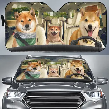 Кученце Акита-Ин Зад Волана на Автомобил сенника На Предното Стъкло, Подмигивающая Куче Сгъваема сенника Протектор сенника за Кола, Камион Suv, за да се Запази
