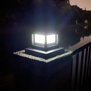 Монокристаллическая заборная лампа Топла Ландшафтна лампа Водоустойчив Led лампа със слънчева енергия на Едро Соларен панел Тръба Квадратна ограда