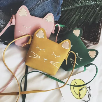 Нов детски портфейл за монети, чанти, мини чанта с котка за малки момичета, скъпа принцеса, чанти-незабавни посланици от изкуствен велур, малки чанти за деца