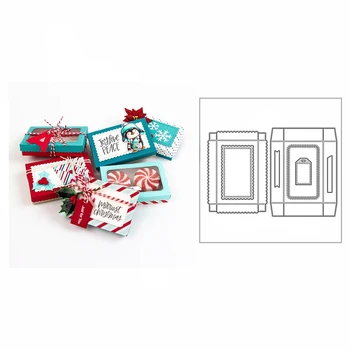 Нова Коледна подарък кутия 2022, метални режещи печати за самостоятелно приготвяне на scrapbooking и картички, декоративно щамповане, без печати