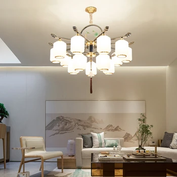 Нова полилей в китайски стил, с медна лампа в хола, модерна минималистичная спалня, трапезария, кабинет, лампа за вила в китайски стил