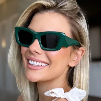 НОВИ мраморно-зелени квадратни слънчеви Очила за жени 2023, луксозен марка, ретро-правоъгълни Слънчеви Очила в малка Рамка, Женски Oculos De Sol Feminino