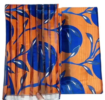 Плат органза с африкански мотиви за жени, копринени сатен от тъкан, с високо качество, 4 + 2 ярд