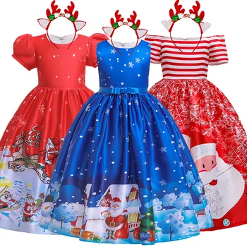 Празнични рокли принцеса на Дядо Коледа за малките момичета, детско коледно парти за cosplay, коледна празнична рокля, празнична облекло