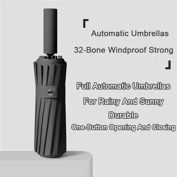 Сверхпрочный ветро - и водоустойчив чадър от 32 на здрави кости за мъже и жени диаметър 106 см от дъжд и слънце, автоматично чадъри с защита от uv