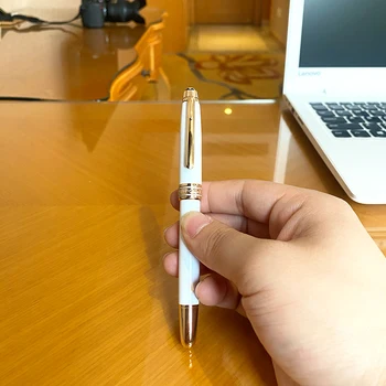 100% чисто Нова Луксозна бяла класическа химикалка химикалка за подпис, офис и ученически пособия за писма, Канцеларски материали 94211