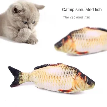 30 см Забавно реалистична форма на риба, домашна котка, котенце, дразнящая имитация на скъпа риба, която свири на играчка, играчка от коча билка, кукла-възглавница