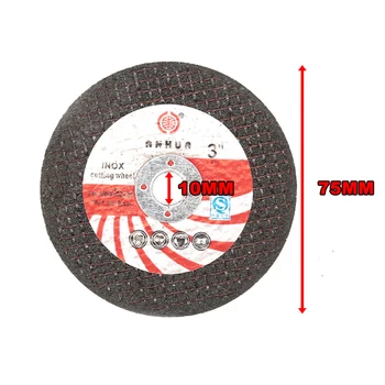 5 бр. мини-режещ диск, черно кръгло шлайфане кръг от смола 75 мм, за ъглошлайф, 75 мм, външен диаметър, 10 мм, диаметър на отвора