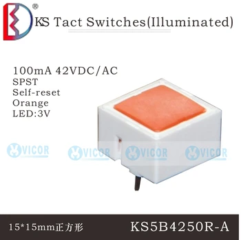 KS5B4250R-A бутон микропереключателя лампи колан, излучающая оранжеви светлини 