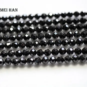 Meihan Безплатна доставка (3 нишки/комплект) натурална 4 мм черно шпинел крайни кръгли свободни мъниста за бижута направи си САМ дизайн подарък