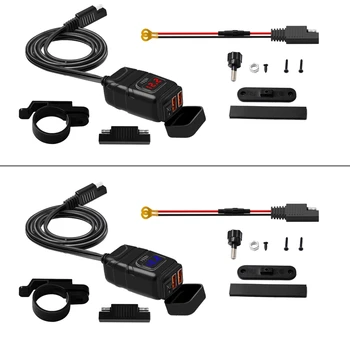 Аксесоари за мотоциклети USB Зарядно устройство за Мотоциклет 5V3.4A/9V2.5A/12V2A Водоустойчив Адаптер с два порта за Захранване Изход за мобилен телефон