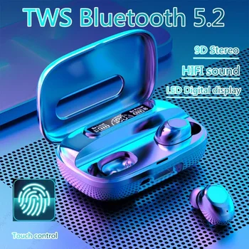 Безжична слушалка M9 TWS Bluetooth 5.2, Дисплей хранене, стереозвук Hi-Fi, Батерия с Голям капацитет, Водоустойчиви Слушалки с шумопотискане