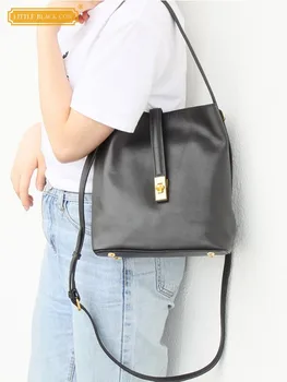 Дамски Софтшелл-чанта от естествена телешка кожа, чанти-кофи с голям капацитет, чанти за едно рамо, обикновена ежедневни дамски чанти през рамо