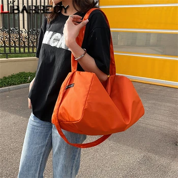 Дамски чанта през рамо с голям капацитет, однотонная дамска чанта от висококачествен плат, нови дамски спортни чанти през рамо