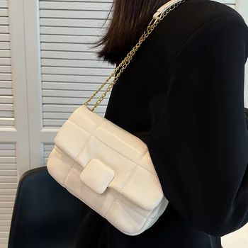 Ежедневни дамски чанти през рамо с веригата от изкуствена кожа, висококачествени дамски малка чанта през рамо за жени, чанти, нови