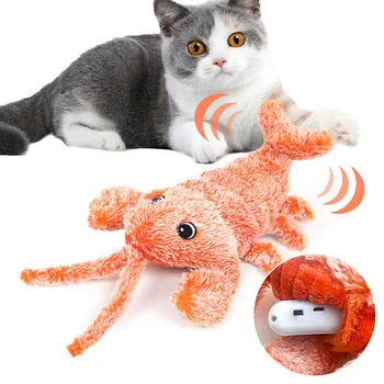 Електрическа прыгающая играчка за котки със скариди, подвижна имитация на омар, електронни плюшени играчки за кучета, плюшени интерактивни играчки за котка, куче