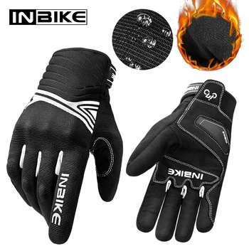 Зимните мотоциклетни ръкавици INBIKE, мъжки мотоциклетни ръкавици с твърдо покритие, дамски ръкавици за мотокрос със сензорен екран МТБ, противоударные ръкавици за шофиране
