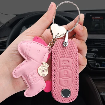 Кожен калъф за ключове на Mazda, женски калъф за ключове от колата Angkesila, женски калъф за ключове Atz cx-4cx-5cx3, кожена чанта за ключове с катарама