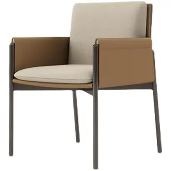 Лесен Луксозен италиански минималистичен стол за хранене с Минималистичен домакински единична стол за почивка Дизайнерски стол-Диван от неръждаема стомана