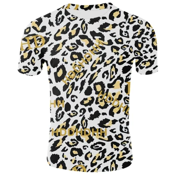 Летни Творчески Мъжки Тениски в стил хип-хоп с Леопардовым чертеж и 3D Принтом Harajuku, Тениска с кръгло Деколте и къс Ръкав