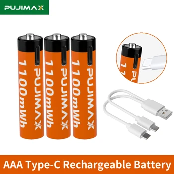 Литиева акумулаторна батерия PHOMAX 1100mWh AAA от 1,5, литиево-йонна батерия USB Type C, Энергоэффективный, Не тече, Сигурна и надеждна