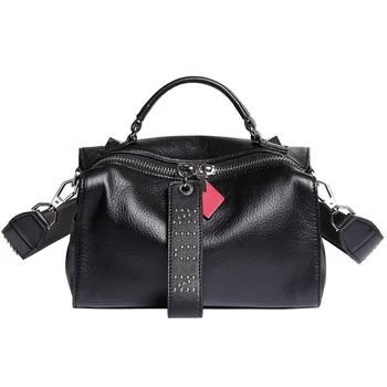Марка RAZALY висококачествени дизайнерски чанти от естествена кожа, бостонская черна чанта, чанта през рамо, bolsas de mujer, широка каишка