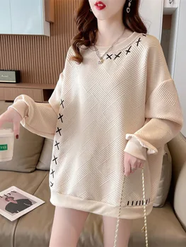 Мек и свободен обикновен пуловер, топло еластичен женски еластичен тънък модерен мек пуловер вязаный