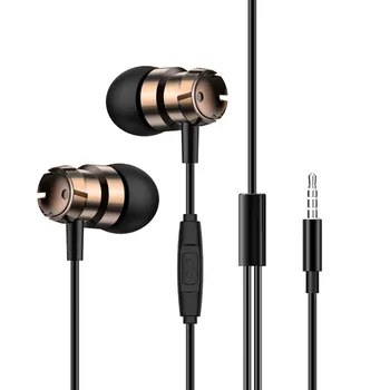Метални Слушалки в ушите С микрофон Turbo Bass 3,5 мм, слушалки с кабел със слушалки за лаптоп, мобилен компютър, Mp3