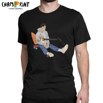 Минимален Момче Пабло Китара Тениски за Мъже От Чист Памук, Реколта Тениска Китарист на Рок Музиката Тениска С Ръкави на Дрехи Плюс Размер