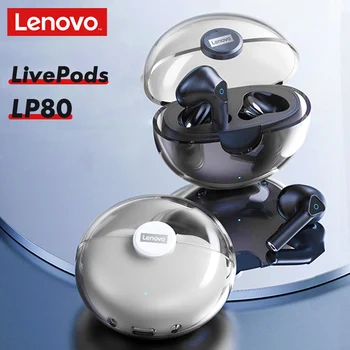 НОВИ Слушалки Lenovo LivePods LP80 БТ 5.0 Тези Безжични стерео слушалки с МИКРОФОН ENC за намаляване на Шума Водоустойчиви Спортни Слушалки