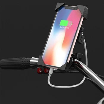 Притежател на мобилен телефон за мотоциклет с бързо зарядно устройство, USB 2.1 A с въртене на 360 градуса за Мото 4-6 инча за Huawei, Xiaomi
